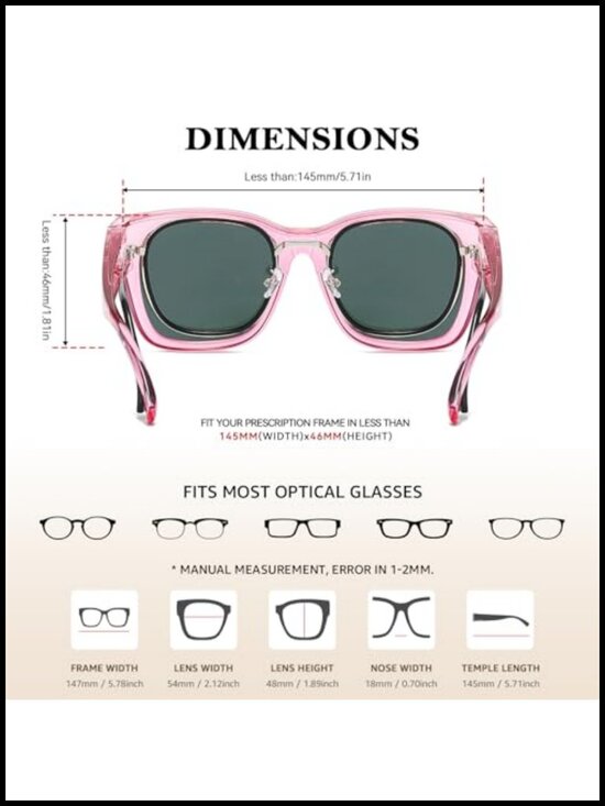 Polarized Fit Over Square Wrap Around Sunglasses UV400 Protection main image 6
